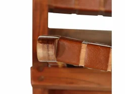 Silla plegable de tiras cruzadas de cuero auténtico marrón^Clicnbuy New