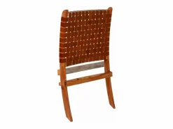 Silla plegable de tiras cruzadas de cuero auténtico marrón^Clicnbuy New