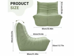 DripeX Sillón Escandinavo|Silla Strazy in Green Caterpillar - Asiento profundo de 62 cm - 80x85x84cm