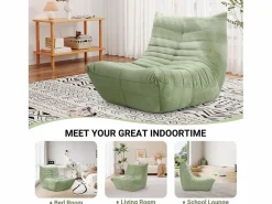 DripeX Sillón Escandinavo|Silla Strazy in Green Caterpillar - Asiento profundo de 62 cm - 80x85x84cm