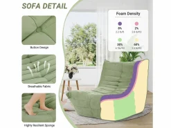 DripeX Sillón Escandinavo|Silla Strazy in Green Caterpillar - Asiento profundo de 62 cm - 80x85x84cm