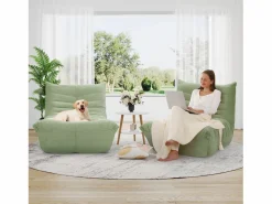 DripeX Sillón Escandinavo|Silla Strazy in Green Caterpillar - Asiento profundo de 62 cm - 80x85x84cm