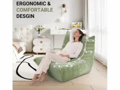 DripeX Sillón Escandinavo|Silla Strazy in Green Caterpillar - Asiento profundo de 62 cm - 80x85x84cm