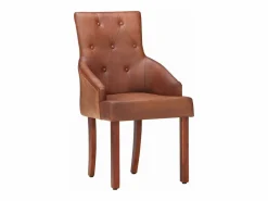 Sillas de comedor 4 unidades cuero auténtico de cabra marrón^Clicnbuy Online