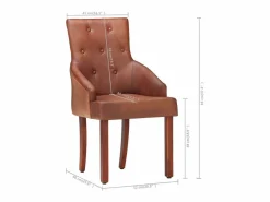 Sillas de comedor 4 unidades cuero auténtico de cabra marrón^Clicnbuy Online