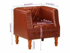 Sillón | Silla de cuero de cabra auténtico marrón SHL9098 Marru00f3n Discount