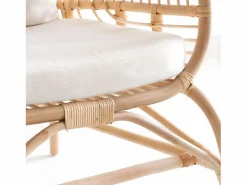 Made In Meubles Sillón alto de ratán Malia con almacenamiento integrado Marru00f3n Clearance
