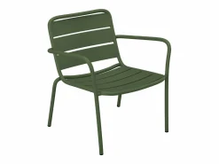Sillón bajo de jardín apilable de metal + un reposapiés - - MIRMANDE^MYLIA New