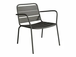 Sillón bajo de jardín apilable de metal + un reposapiés - - MIRMANDE^MYLIA Discount