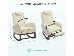 Sillón Balancín|Sillón Escandinavo|Sillón Balancín con Reposapiés y Almacenamiento Lateral - Confort Ergonómico en Pana - Ideal para Salón, Oficina y Rincón de Lectura