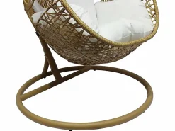 MYLIA Sillón balancín MAKAHA resina trenzada beige cojín blanco Beige / Color natural claro