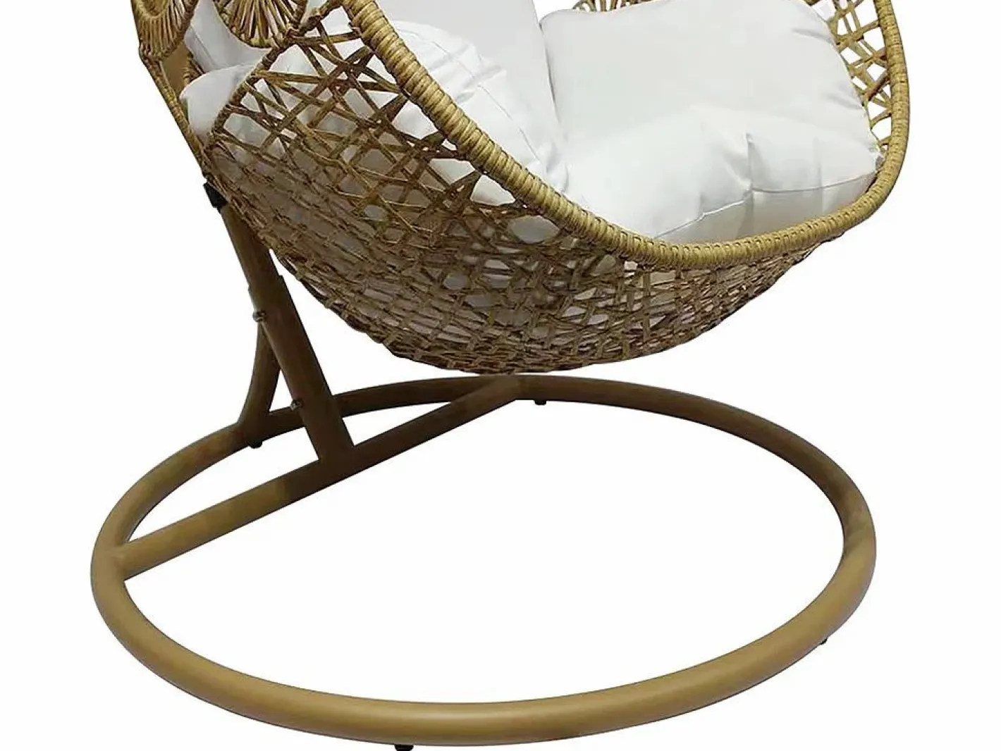 MYLIA Sillón balancín MAKAHA resina trenzada beige cojín blanco Beige / Color natural claro