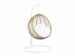 MYLIA Sillón balancín resina trenzada Natural claro y Blanco - BONTOC Color natural claro Outlet