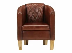 Clicnbuy Sillón butaca de cuero auténtico marrón Marru00f3n Sale