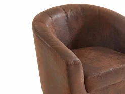 Vente-unique Sillón Estilo Cabriolet|Sillón cabriolet de microfibra envejecida marrón CRISTOBAL II