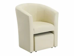 Vente-unique Sillón|Sillón Estilo Cabriolet|Sillón cabriolet y puf de imitación estilo clásico atemporal JOVANA