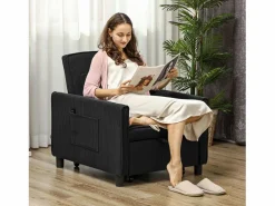 Sillón cama 3 en 1 con función reclinable, tela, (84x74x81 cm) Negro Clearance