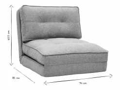 Miliboo Sillón cama de 1 plaza de tela color topo SALLY Marru00f3n Online