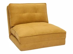 Sillón cama de 1 plaza de tejido efecto aterciopelado mostaza SALLY^Miliboo