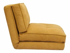 Sillón cama de 1 plaza de tejido efecto aterciopelado mostaza SALLY^Miliboo