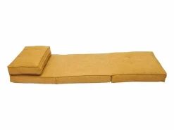 Sillón cama de 1 plaza de tejido efecto aterciopelado mostaza SALLY^Miliboo
