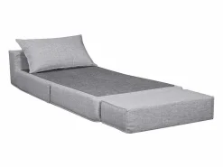 Miliboo Sillón cama de 1 plaza de tela VICTOR Gris claro Best