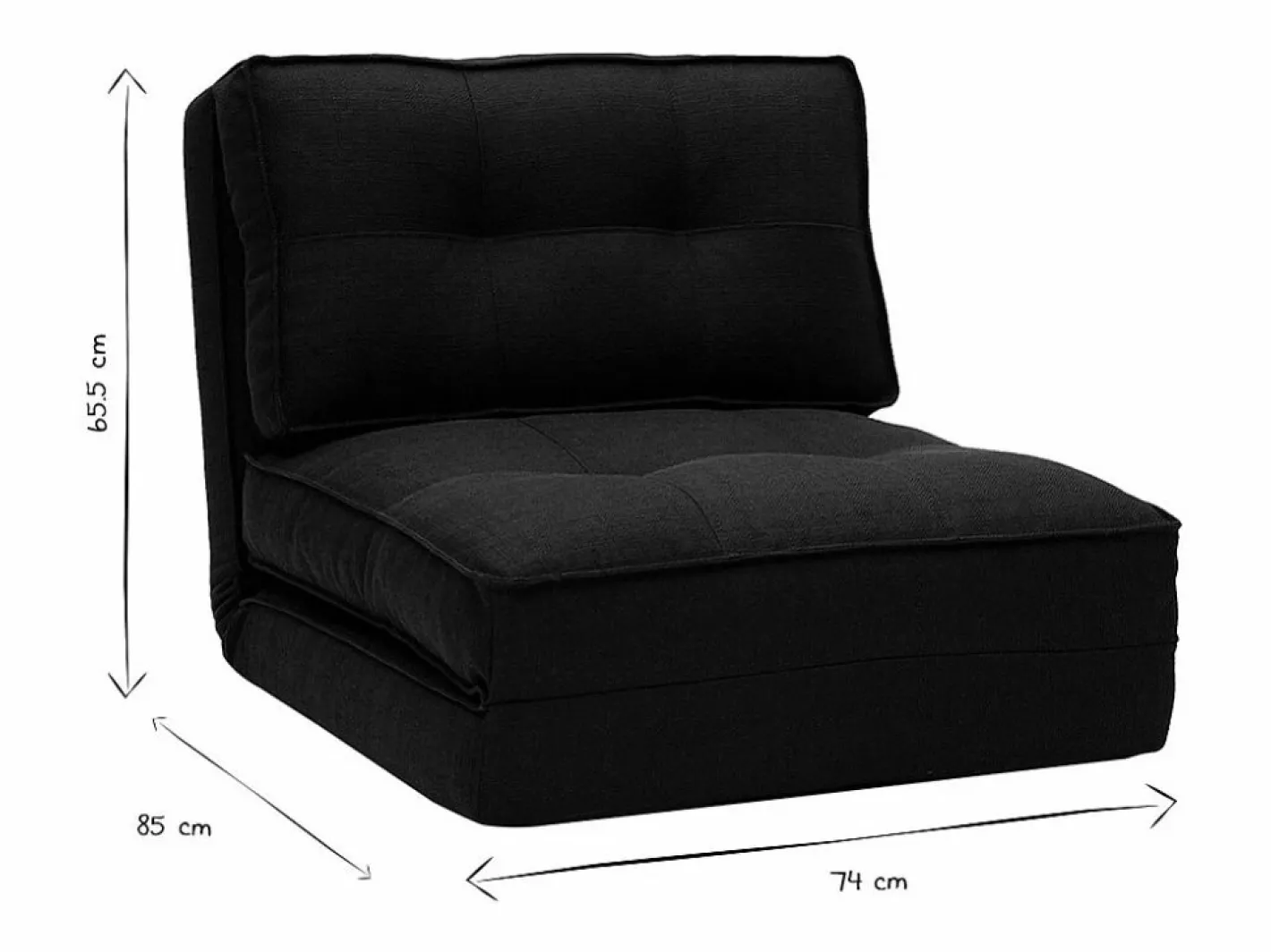 Sillón cama de 1 plaza de tela negra SALLY^Miliboo