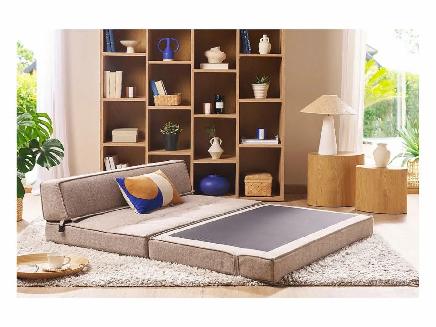 Sillón cama de 2 plazas de tela color topo KATY^Miliboo Outlet