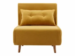 Vente-unique Sillón|Sillón Cama|Sillón cama de tela amarillo de estilo joven URIBIA.