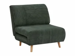 Vente-unique Sillón Cama|Sillón cama de terciopelo de canalé verde oscuro PALULA