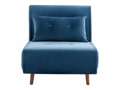 Sillón cama de terciopelo azul noche de estilo joven URIBIA.^Vente-unique Outlet