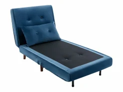 Sillón cama de terciopelo azul noche de estilo joven URIBIA.^Vente-unique Outlet