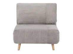 Vente-unique Sillón cama de terciopelo de canalé PALULA Gris claro Online