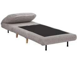 Vente-unique Sillón cama de terciopelo de canalé PALULA Gris claro Online