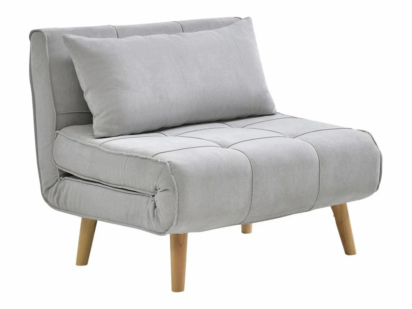 Vente-unique Sillón cama en tela y patas de madera CHILA Gris claro New