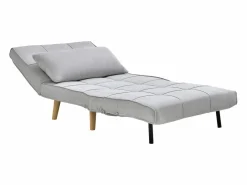 Vente-unique Sillón cama en tela y patas de madera CHILA Gris claro New