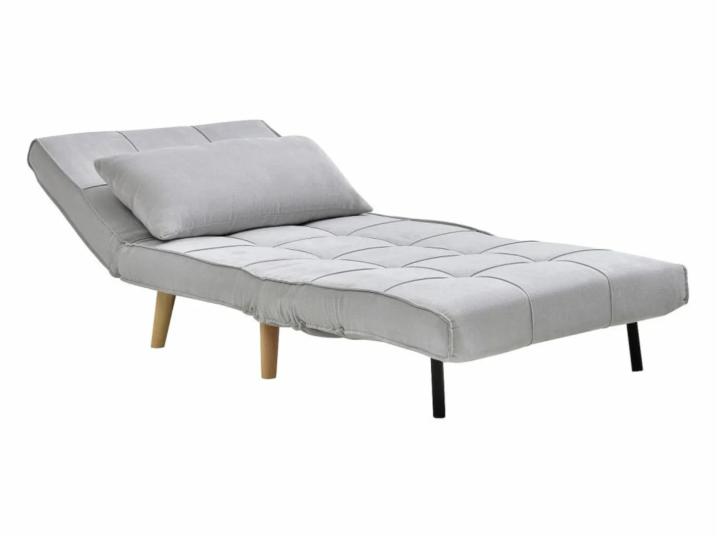 Vente-unique Sillón cama en tela y patas de madera CHILA Gris claro New