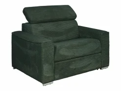 Vente-unique Sillón cama express de pana verde - Cama 70 cm - Colchón 14 cm VIZIR Verde pino Outlet