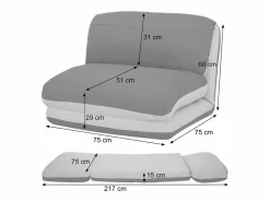 Sillón cama -E68, azul claro^MCW Online