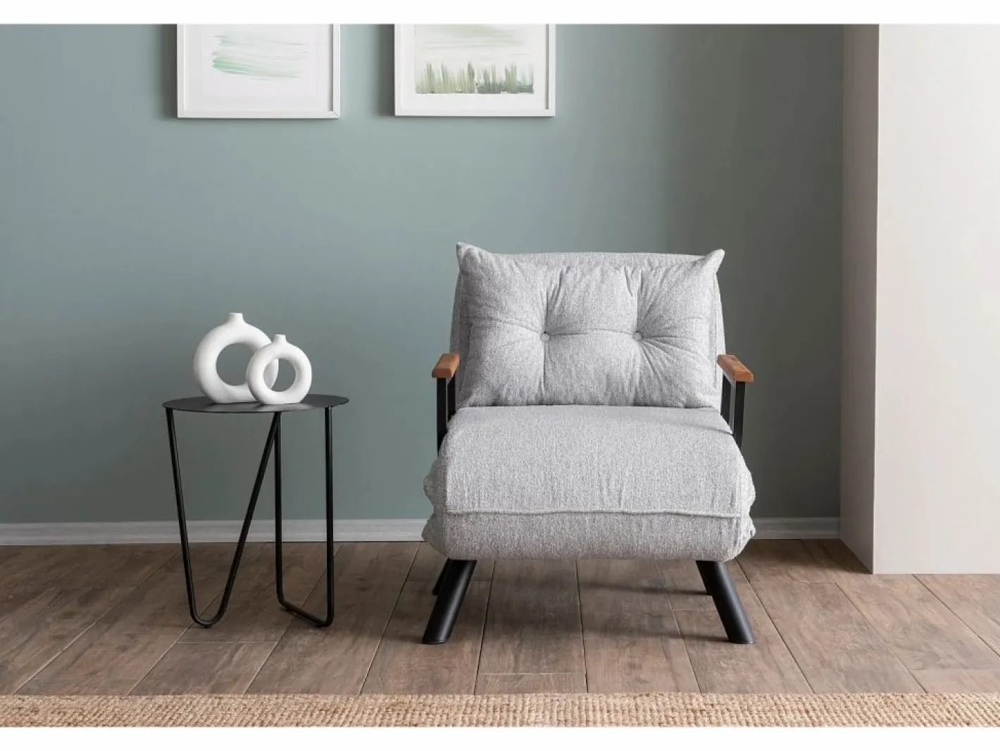 Menzzo Sillón cama versátil de 1 plaza – 175 cm x 60 cm – – estructura de metal Gris Sale
