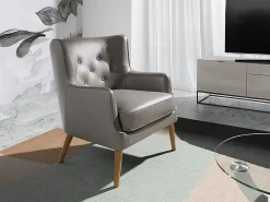 Angel Cerda Sillón De Piel|Sillón Chester piel gris oscuro 5085