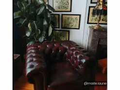 LINEA SOFA Sillón De Piel|Sillón chesterfield 100% de piel color marrón BRENTON