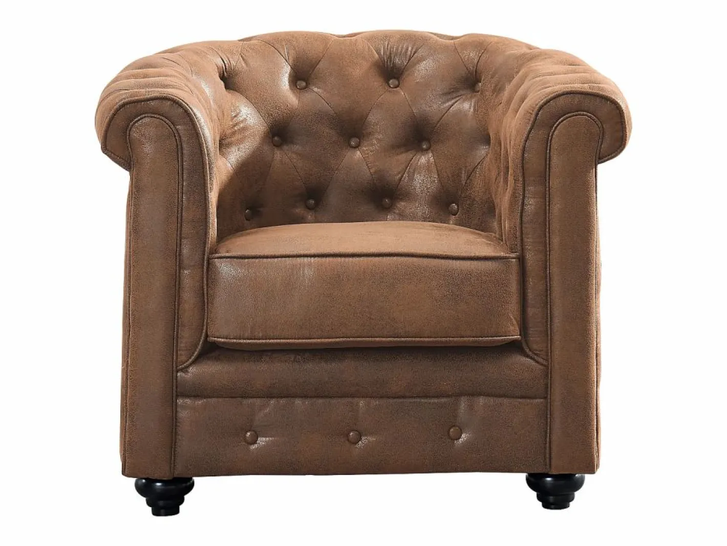 Vente-unique Sillón CHESTERFIELD de microfibra envejecida Marru00f3n Hot