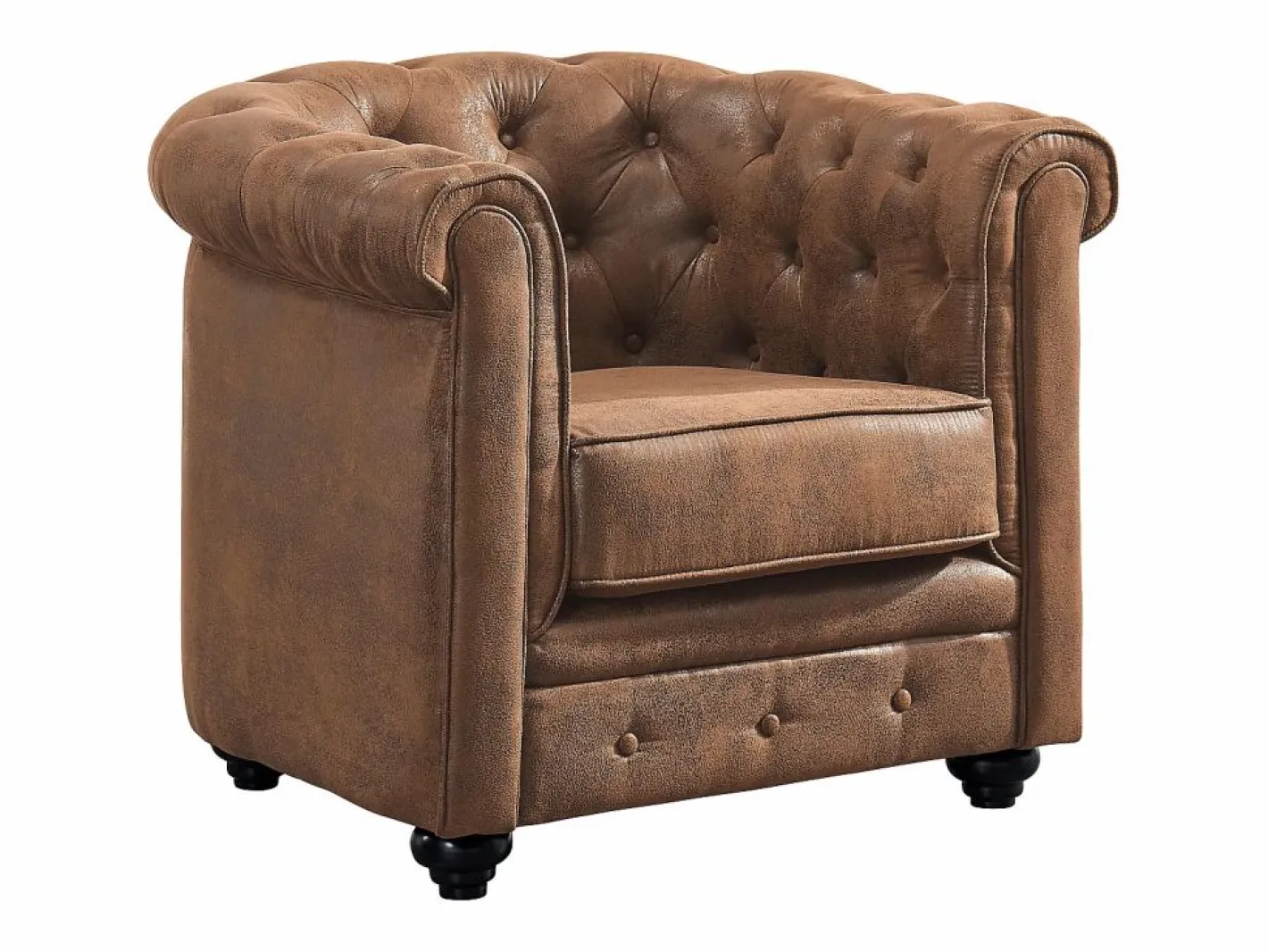 Vente-unique Sillón CHESTERFIELD de microfibra envejecida Marru00f3n Hot