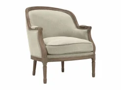 Vente-unique Sillón clásico de tela de lino en color beige ALIENOR Crema Hot