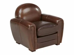 LINEA SOFA Sillón club de piel envejecida color marrón BAUDOIN Marru00f3n chocolate