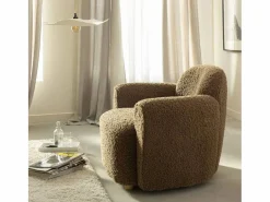 Made In Meubles Sillón club en tela bouclé marrón Calya Marru00f3n Clearance