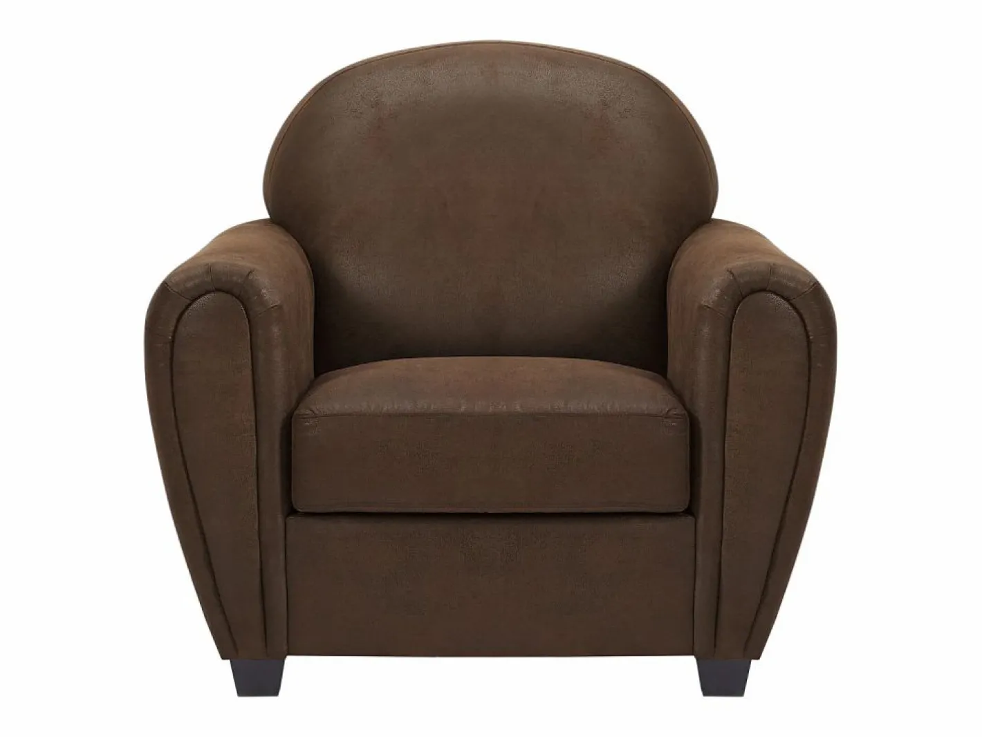 Vente-unique Sillón club VICTORY III en microfibra con efecto cuero envejecido Marru00f3n Hot