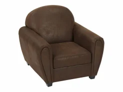 Vente-unique Sillón club VICTORY III en microfibra con efecto cuero envejecido Marru00f3n Hot
