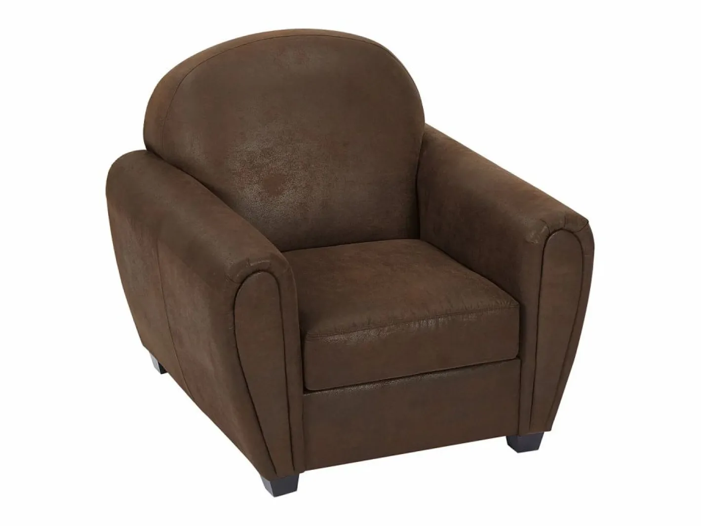Vente-unique Sillón club VICTORY III en microfibra con efecto cuero envejecido Marru00f3n Hot